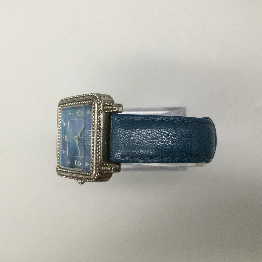 Ecclissi Womens Watch 30mm Blue Dial Sterling Silver Blue Leather New Battery